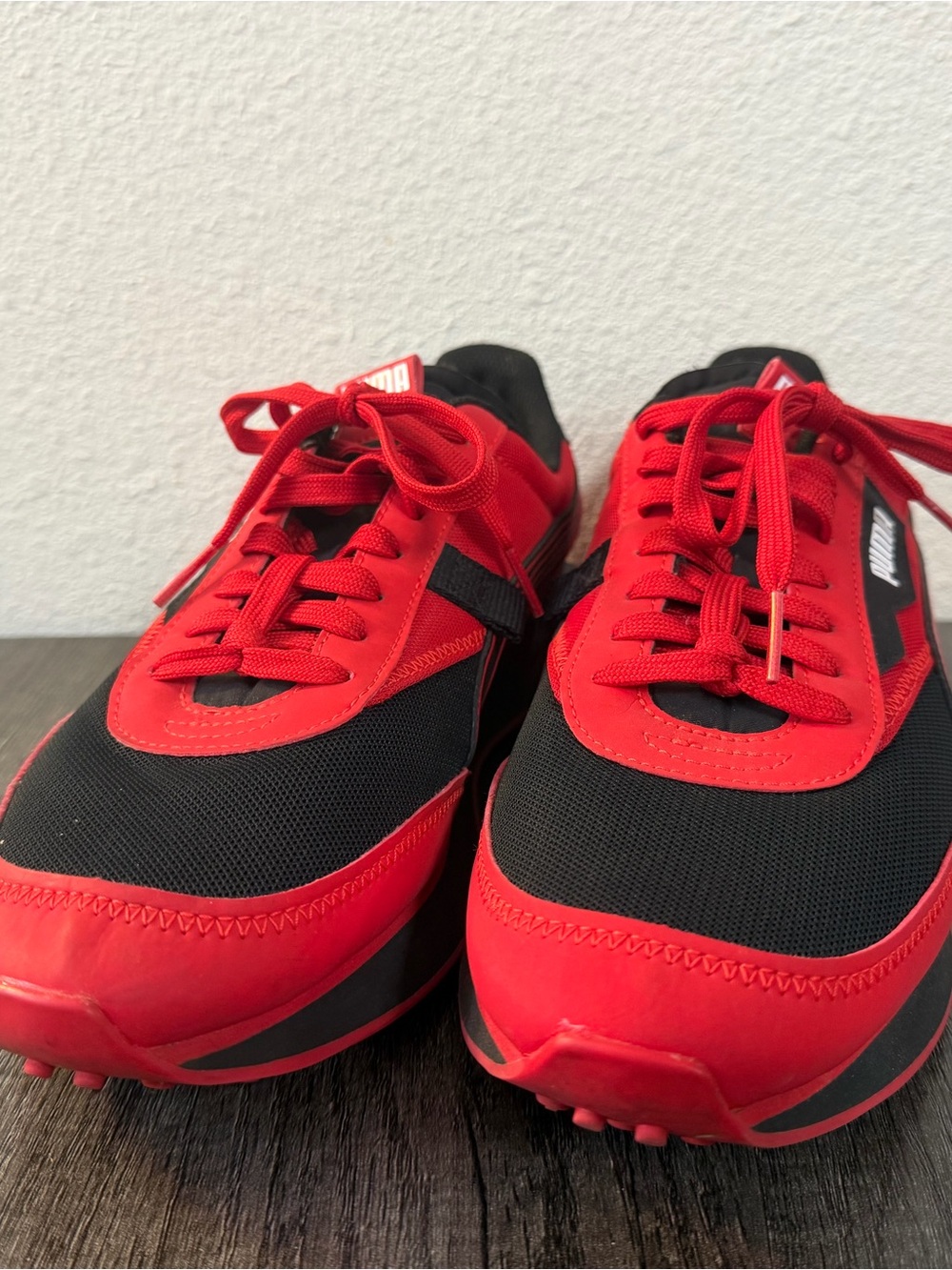 Puma Men’s Red and Black Athletic Lace-Up Sneakers